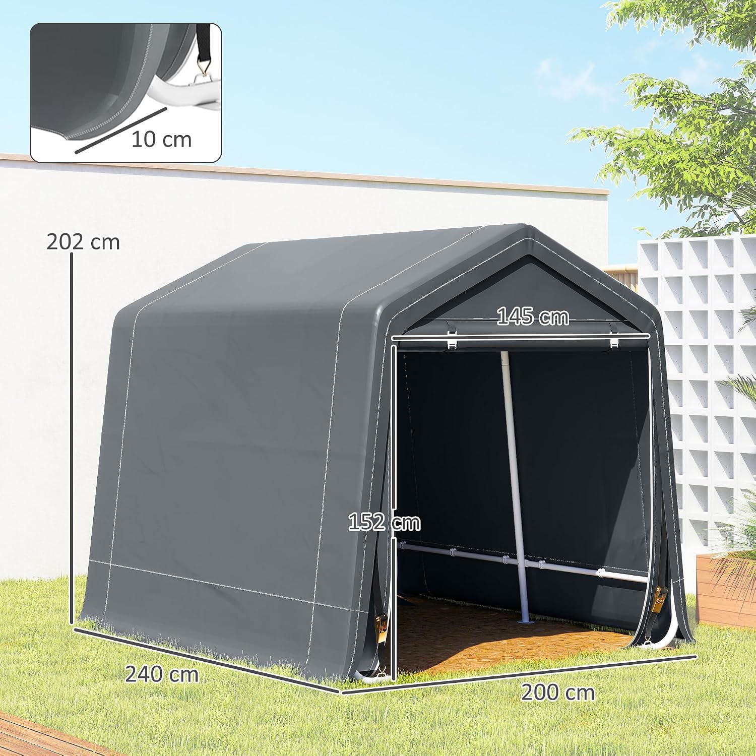 Thumbnail 6 de Outsunny Carpa jardín 2,4x2x2 m para herramientas