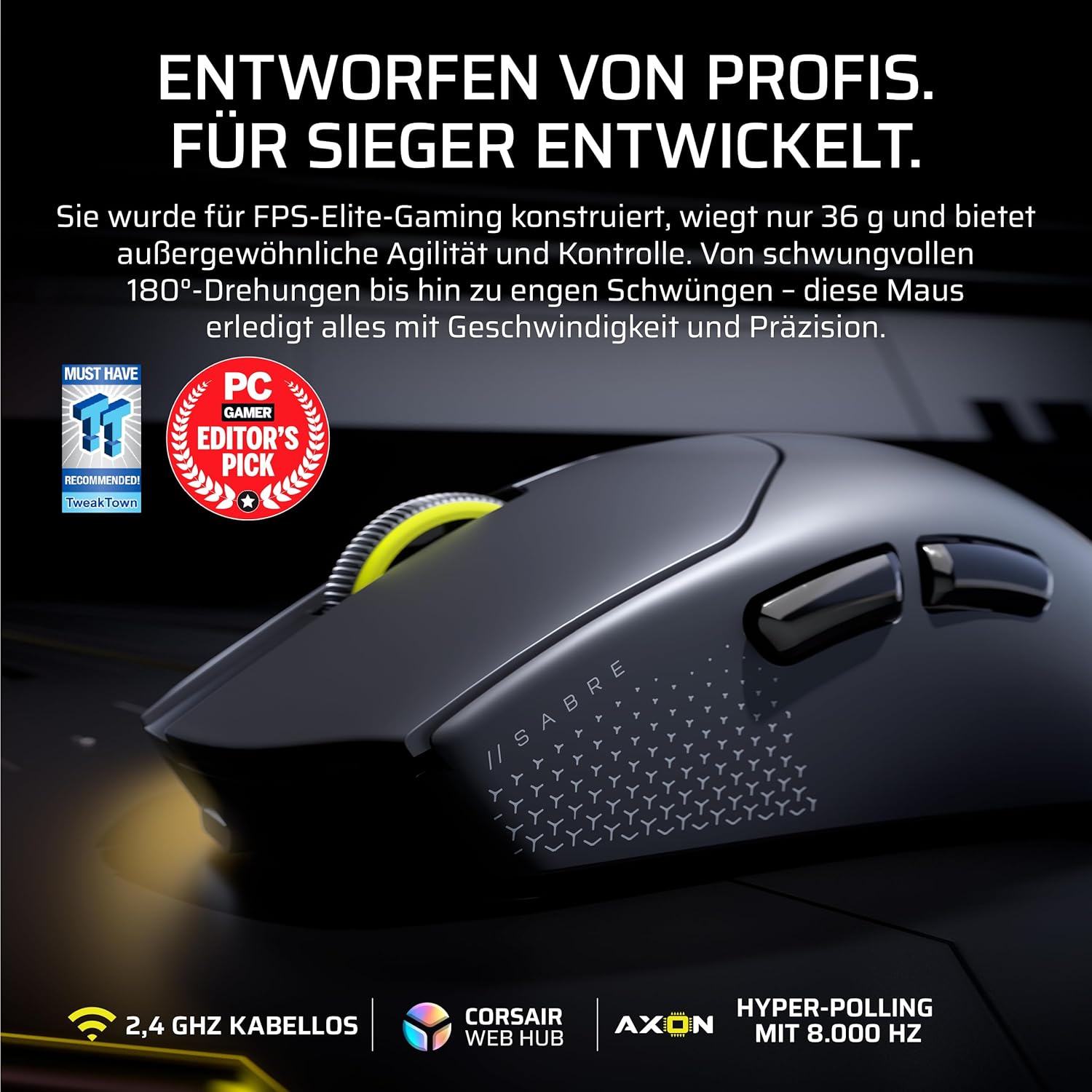 Thumbnail 1 de Corsair Sabre v2 PRO Ultralight Wireless Maus 36g