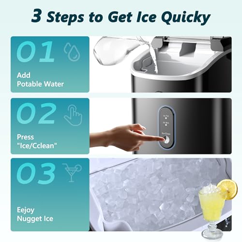 Detalle de EUHOMY Nugget Ice Maker: Chewable Pellet Ice on the Countertop