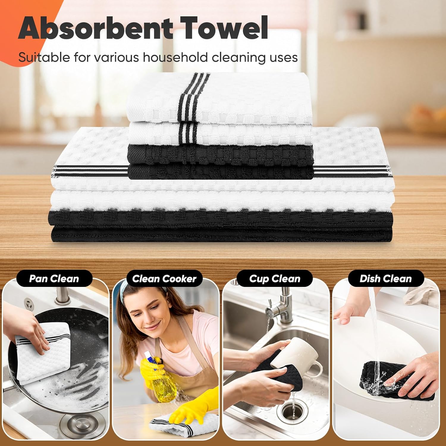 Thumbnail 2 de Oven Mitts Kitchen Towels and Dishcloths with Pot Holders Set