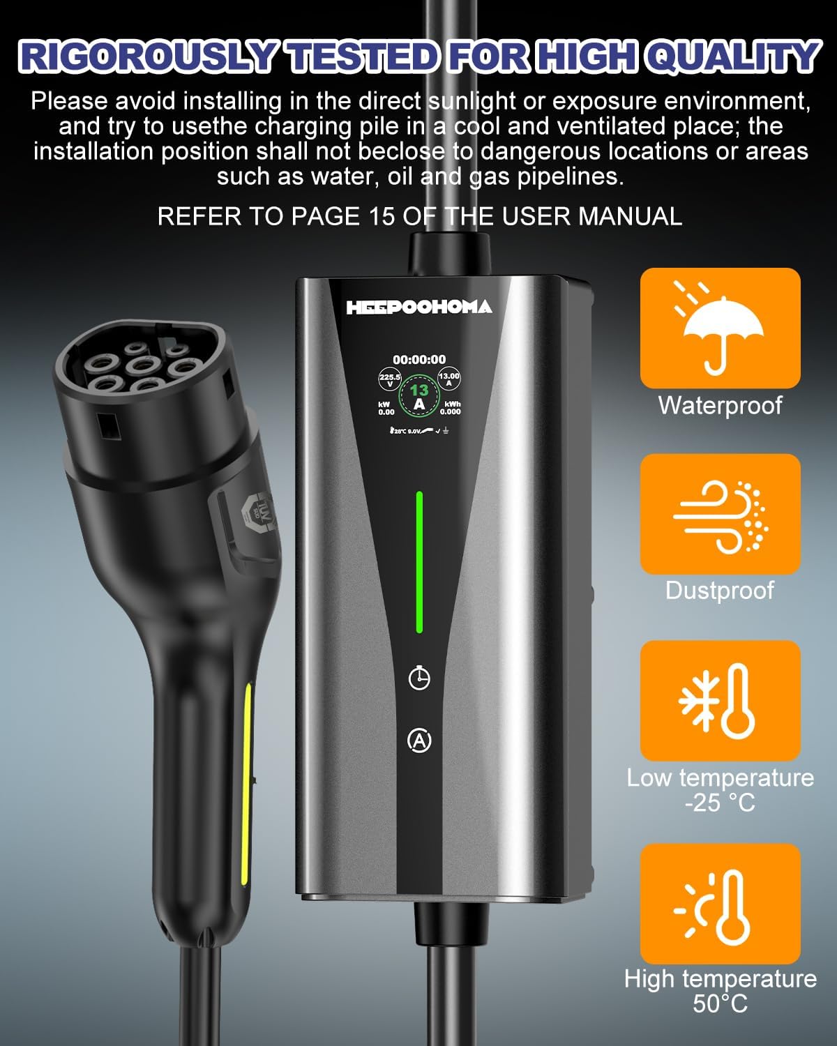 Detalle 2 de EV Charger 10M 3 kW Portable 6–13A