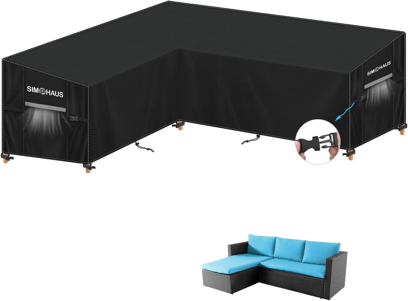 SIMPHAUS L Shaped Garden Furniture Cover