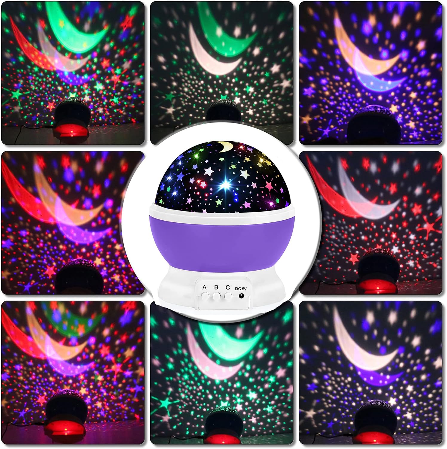 Detalle de JKGIFTS 012-1562 Star Projector Night Light with 360° Rotation and 16 Colors