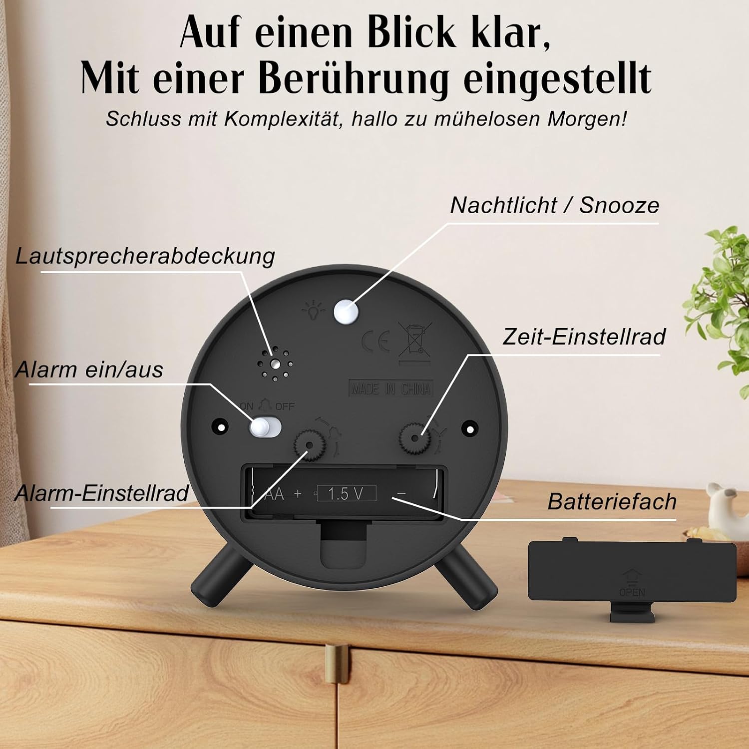 Thumbnail 6 de SOCICO Analoger Wecker mit Nachtlicht