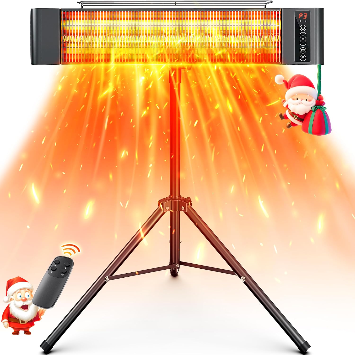 Detalle de VAGKRI VA-OH02 Infrared Patio Heater, 3 Heat Levels, 12-Hour Timer