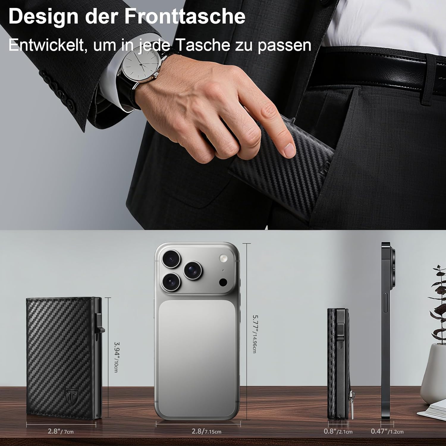 Thumbnail 1 de TENBST Herren-Geldbörse mit Münzfach, Slim Wallet mit RFID-Schutz – Schwarz