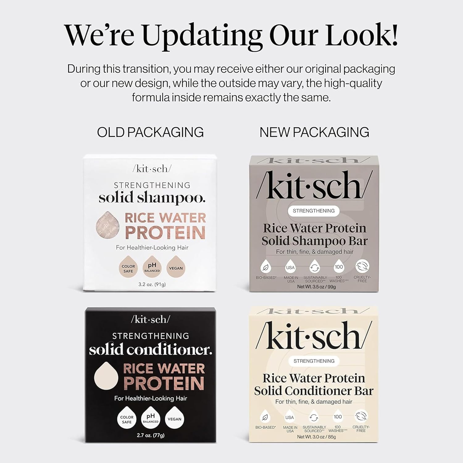 Thumbnail 1 de Kitsch Rice Water Shampoo & Conditioner Set – Solid Bar Duo for Hair Growth, Strength & Repair