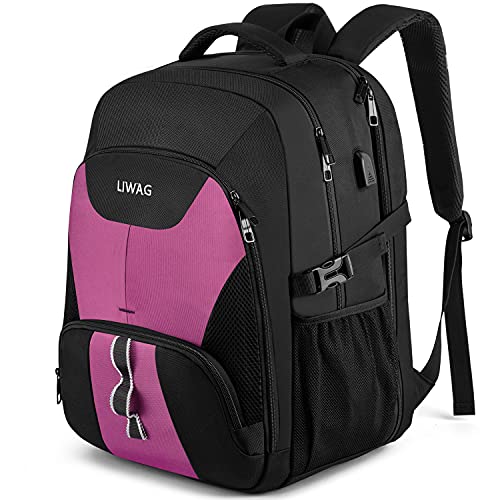 Detalle de LIWAG Mochila Mujer Grande 50L: Portátil de 17'', Impermeable y Antirrobo para Trabajo y Viaje