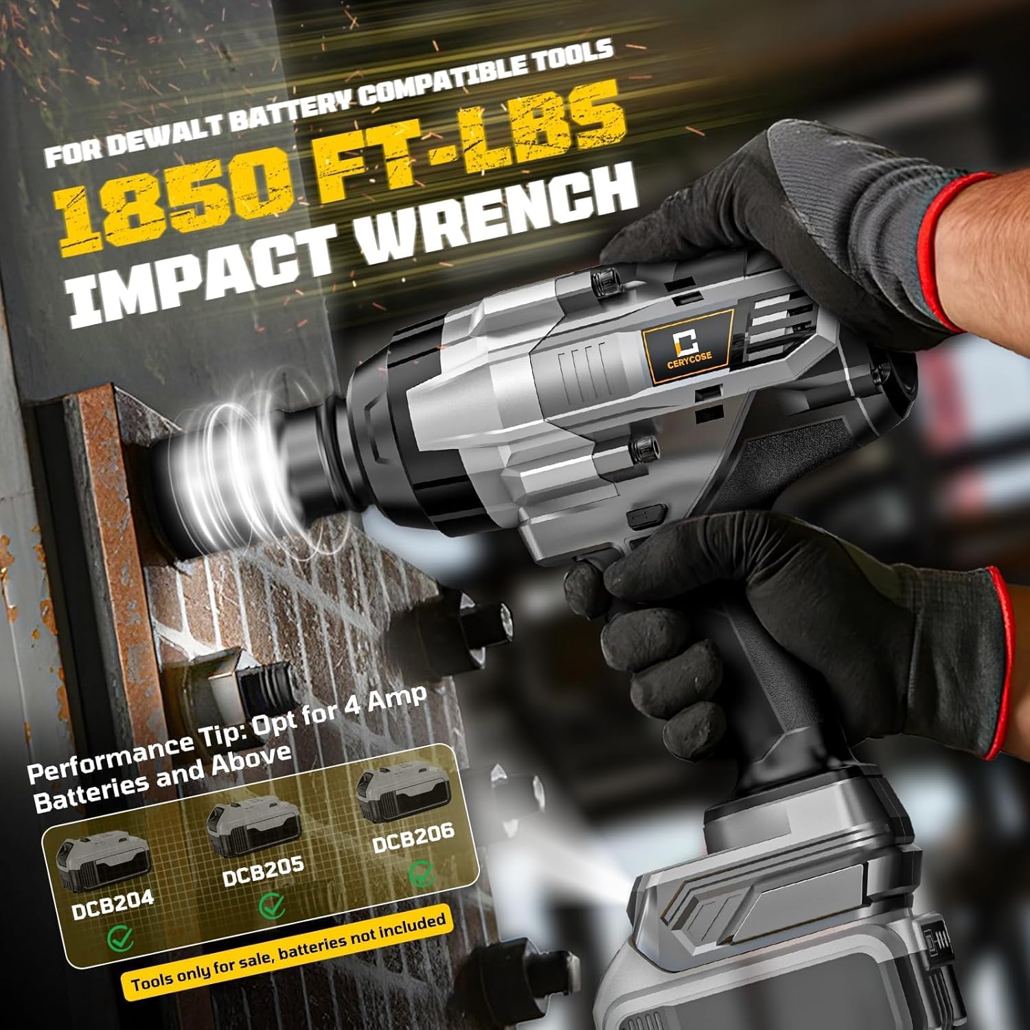 Thumbnail 1 de Cerycose Cordless Impact Wrench 3/4-inch (DeWalt 20V compatible) 2500 N.m / 1850 ft-lbs Brushless, Bare Tool Only