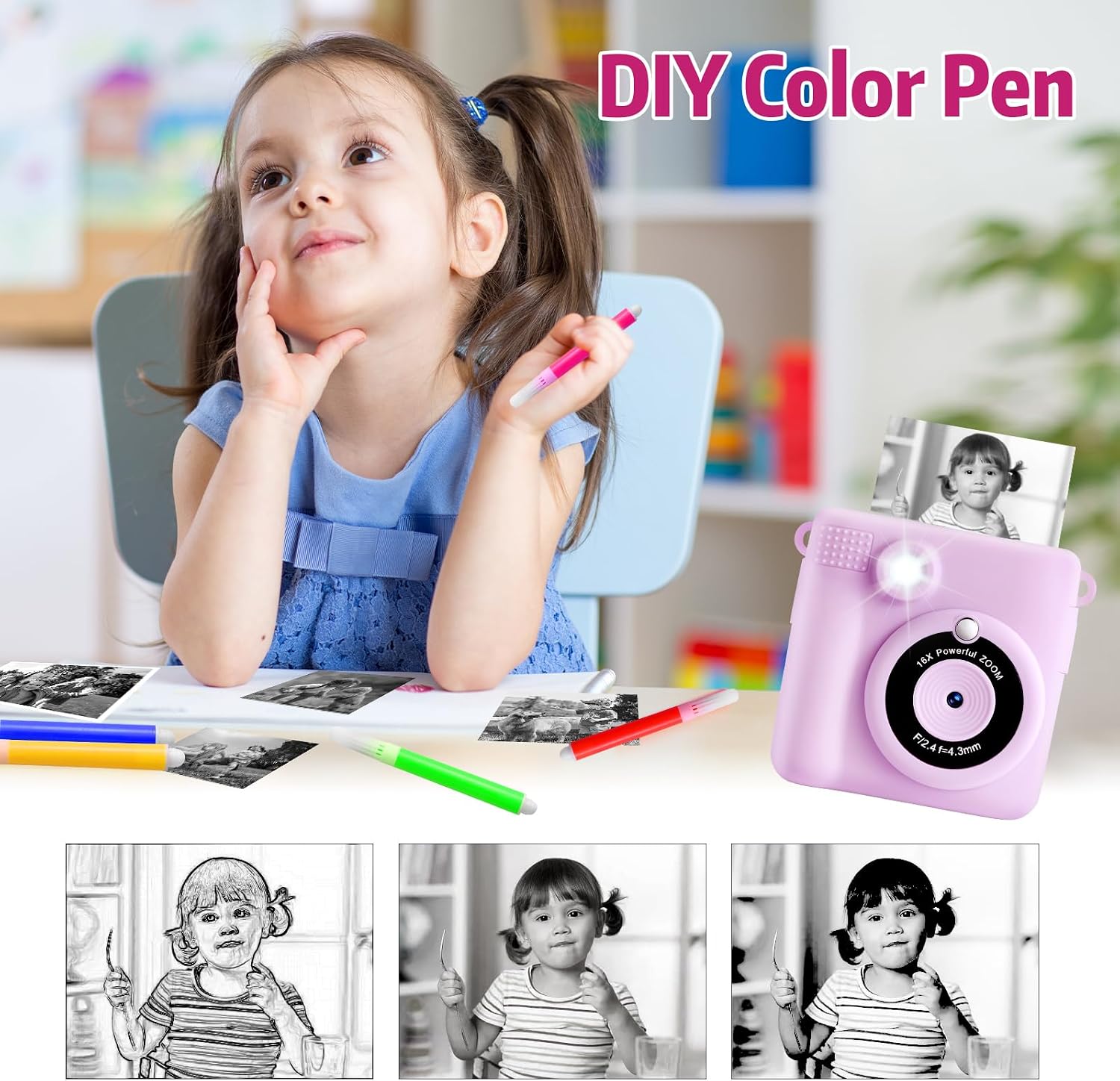 Thumbnail 5 de Kids Instant Camera 1080P with 32GB SD card