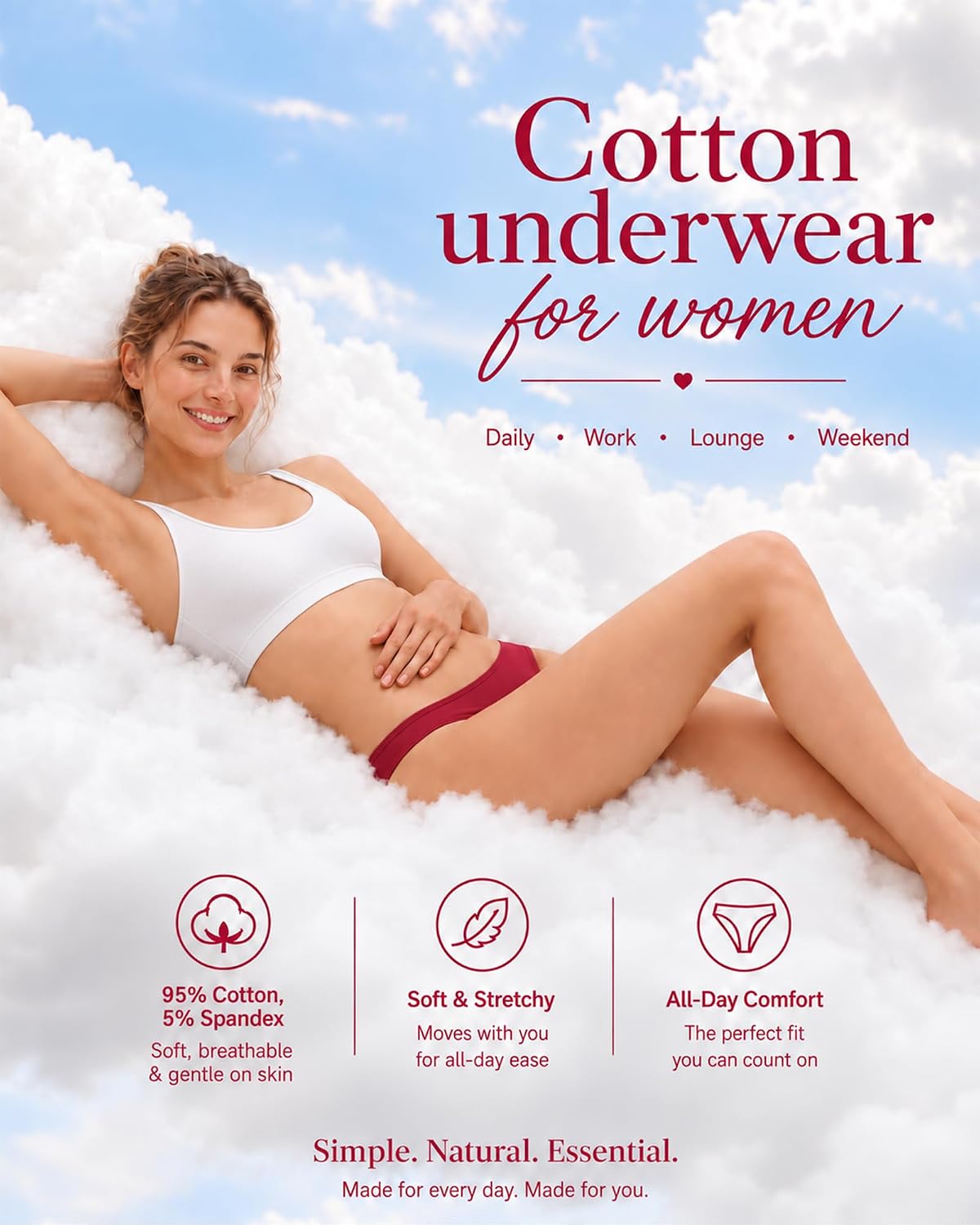 Detalle de FINETOO Cotton Bikini Underwear, 6-Pack