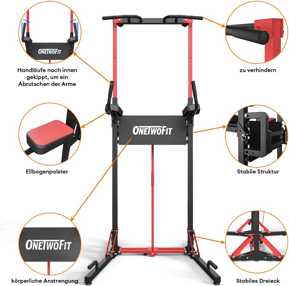 Thumbnail 4 de ONETWOFIT Barra per trazioni autoportante pieghevole con dip e altezza regolabile 127-224 cm