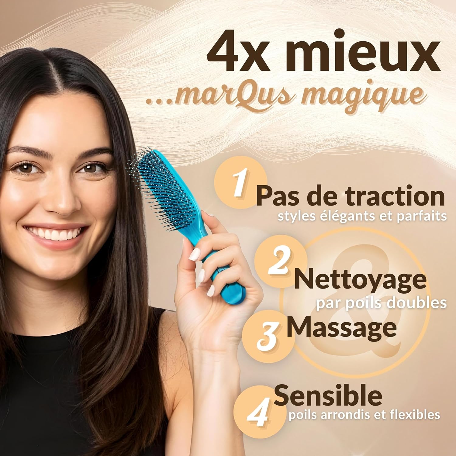 Detalle de MarQus Brosse pour le cuir chevelu – démêlage sans tir, brillance et volume (1 pièce, Flashblue)