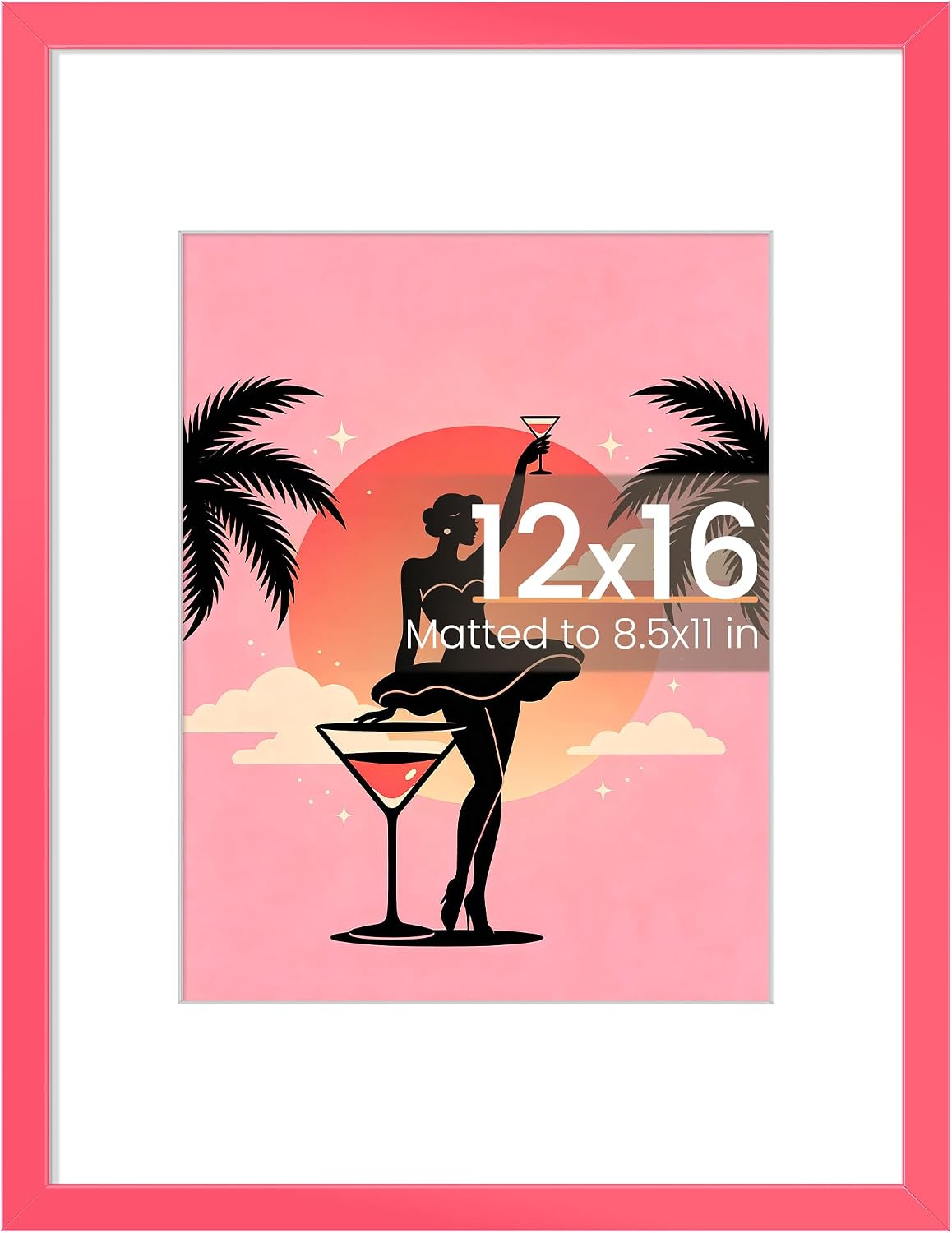 Detalle de upsimples 12x16 Inch Pink Picture Frame with Mat (8.5x11 with Mat) or 12x16 without Mat