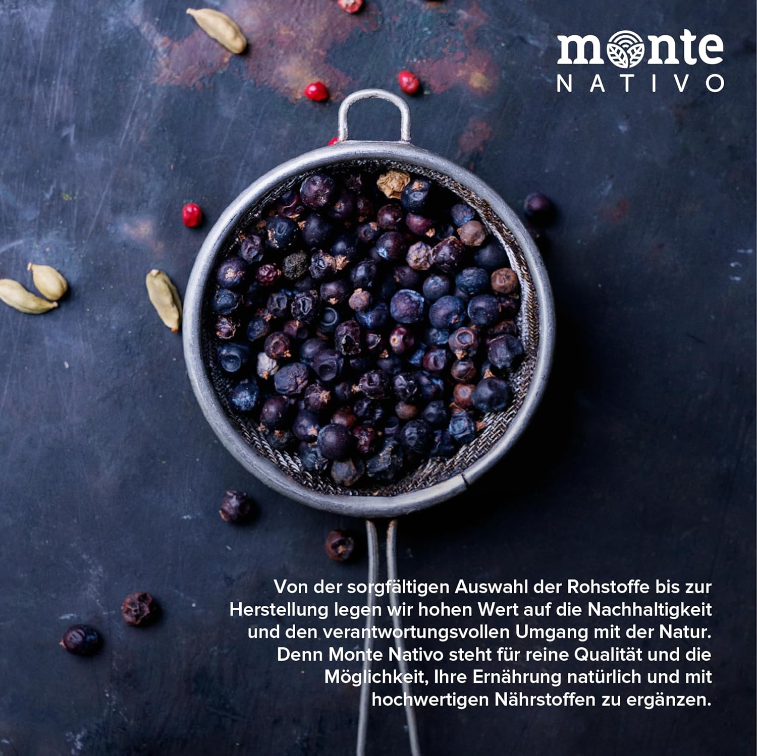 Detalle de Ganze Wacholderbeeren Monte Nativo (300 g) – schonend getrocknet für Wild, Marinaden & Küche