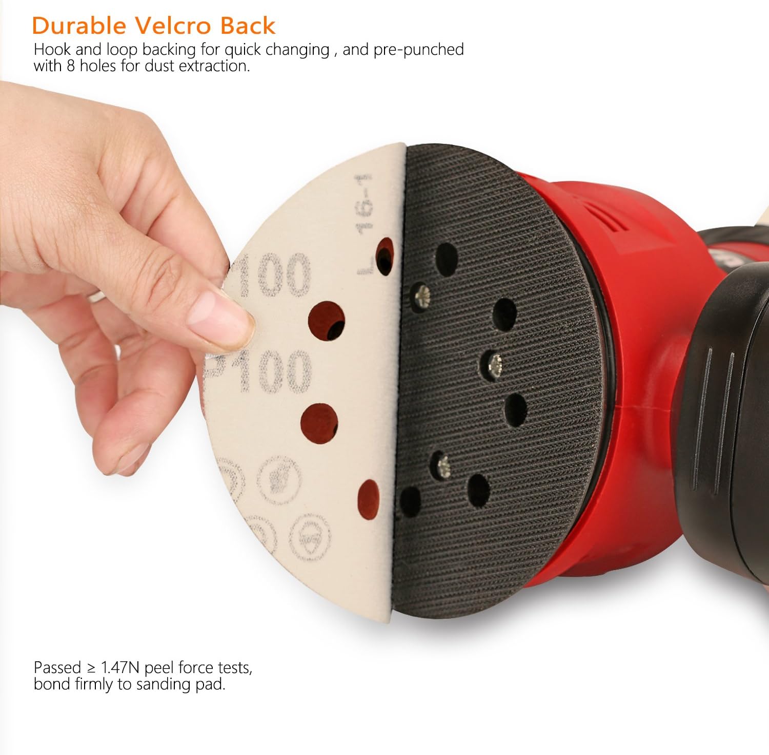 Thumbnail 6 de Sanding Discs Pads, SPTA 100 Pcs 125mm Orbital Sander Discs – 8-Holes Hook and Loop (40–2000 Grit)