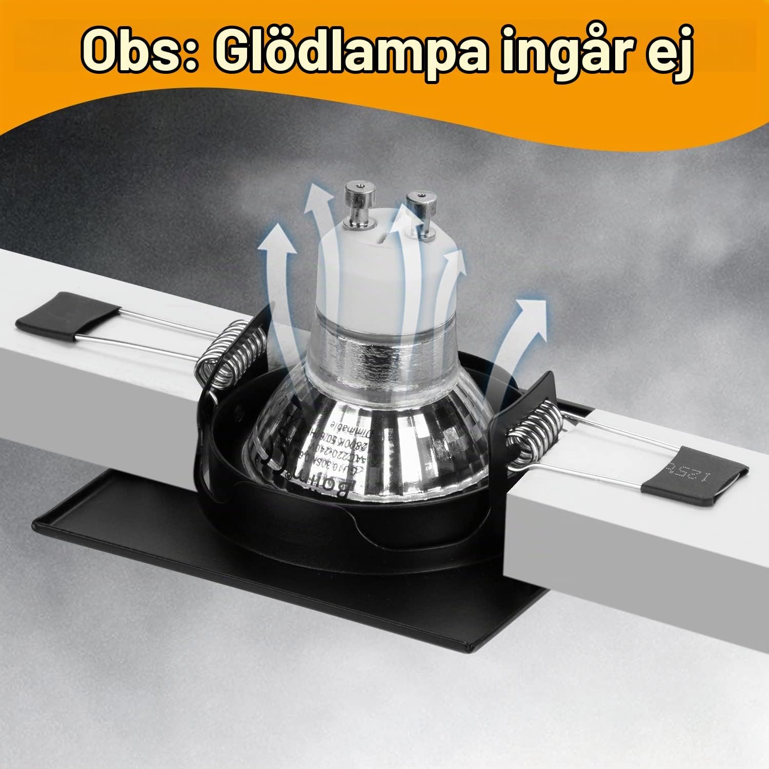 Detalle de Bojim infälld GU10-spotlight, fyrkantig svart ram, 30° vinklingsbar, 10-pack