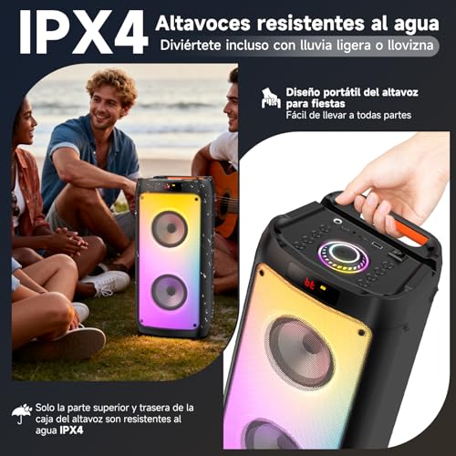 Thumbnail 3 de JYX Karaoke con 2 Micrófonos Inalámbricos: karaoke portátil con sonido potente y luces para fiestas