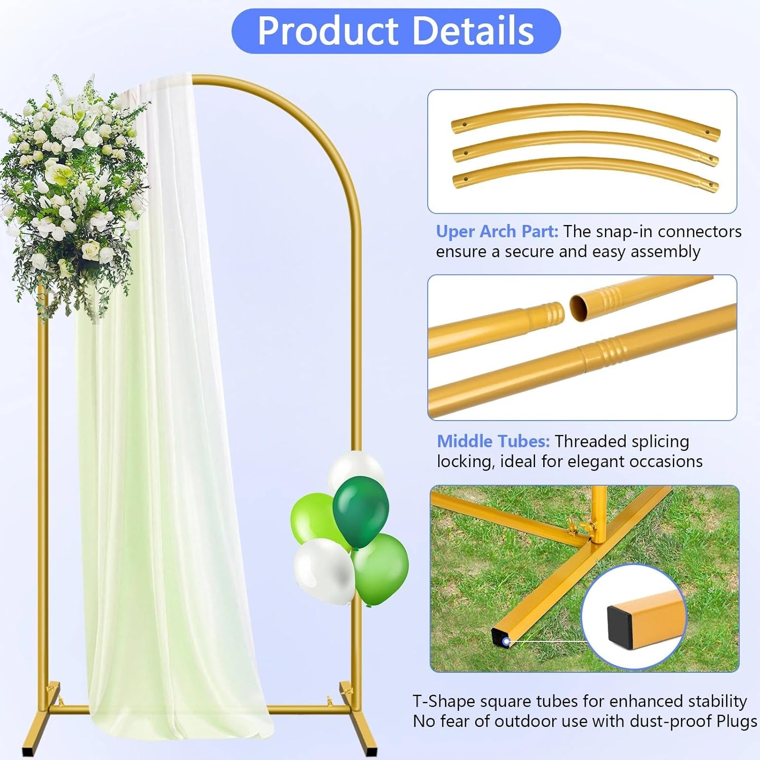 Thumbnail 2 de 6 ft Arch Backdrop Stand Gold