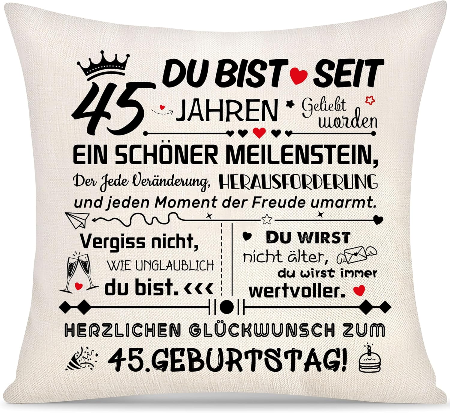 Thumbnail 3 de Yoskiasd 10 Jahre Geburtstag Kissenbezug (18 x 18 / 45 x 45 cm) – Geschenk zum 10. Geburtstag