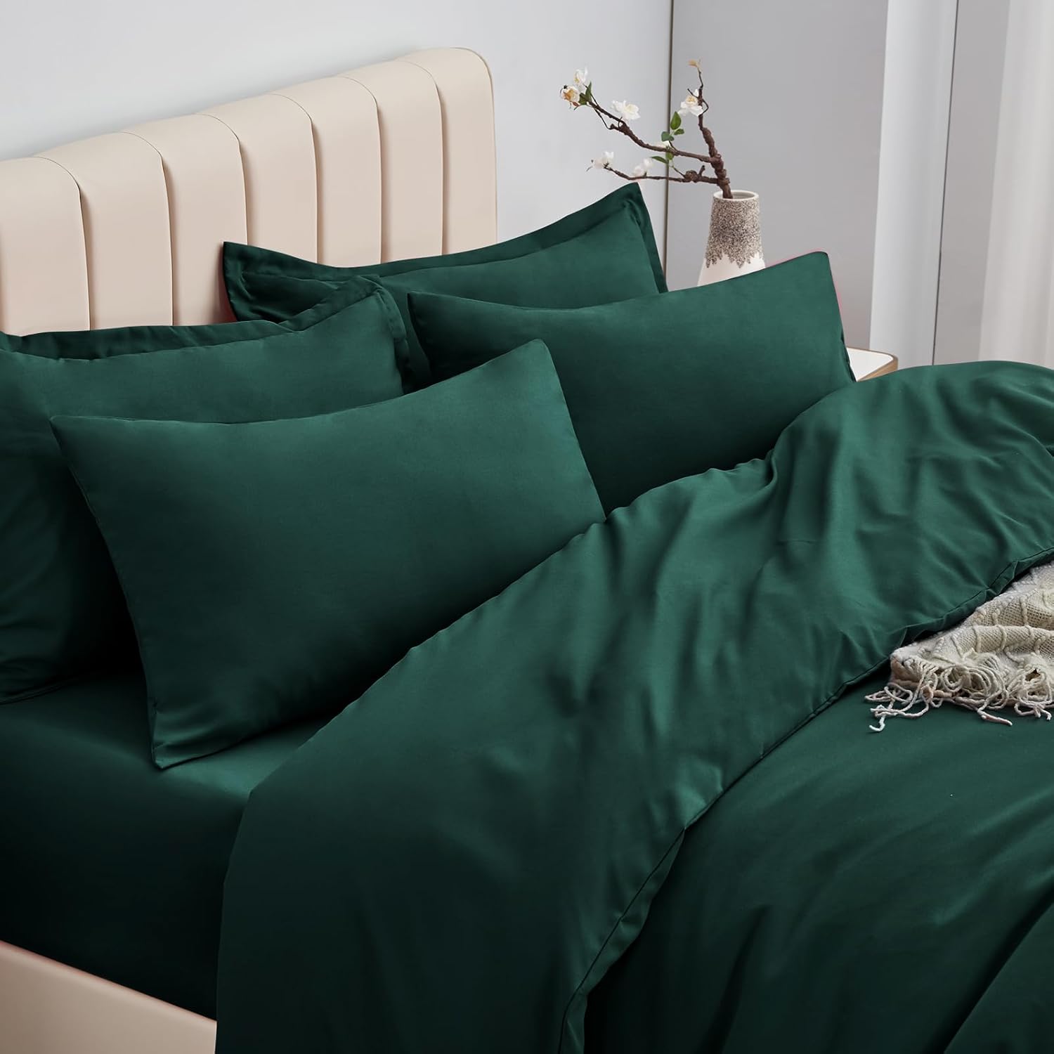 Thumbnail 2 de Aisbo Emerald Green Double Duvet Covers Set – 3-Piece Bedding for Double Bed