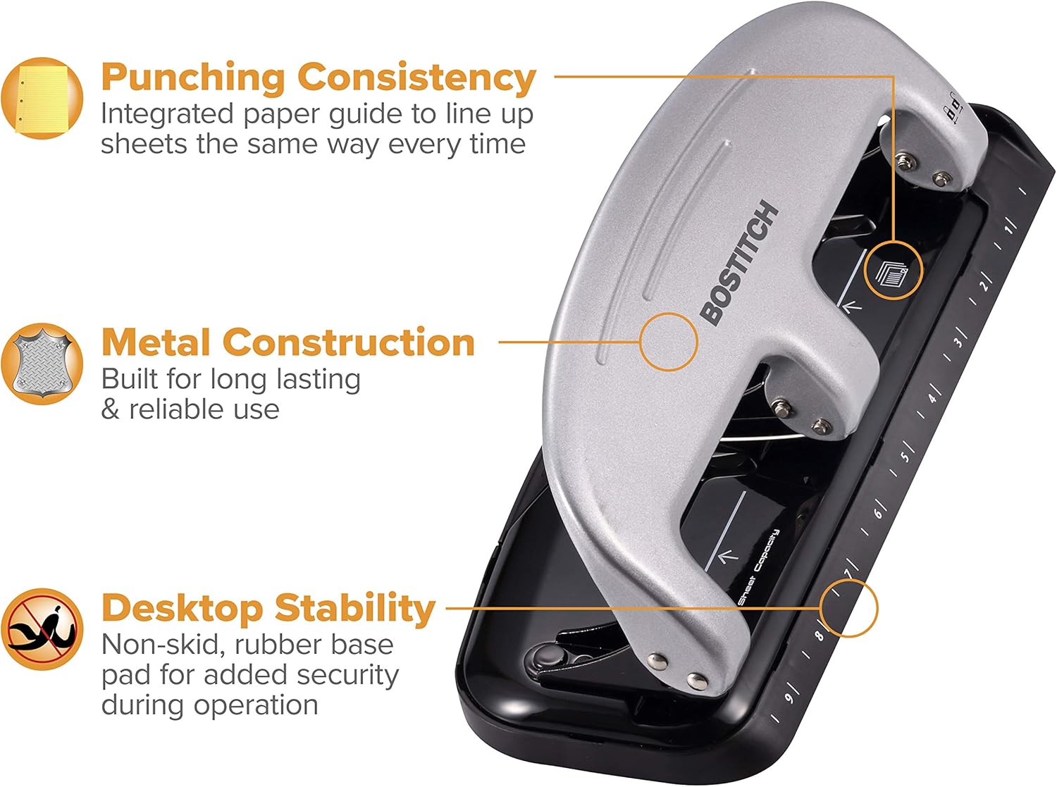 Thumbnail 4 de Bostitch Office EZ Squeeze 3-Hole Punch, 20-sheet