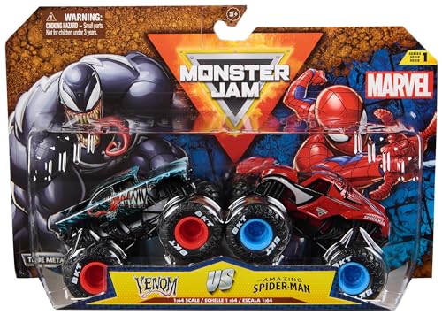 Thumbnail 8 de Monster Jam, coffret de 2 véhicules Marvel 1:64 en métal moulé, modèle aléatoire