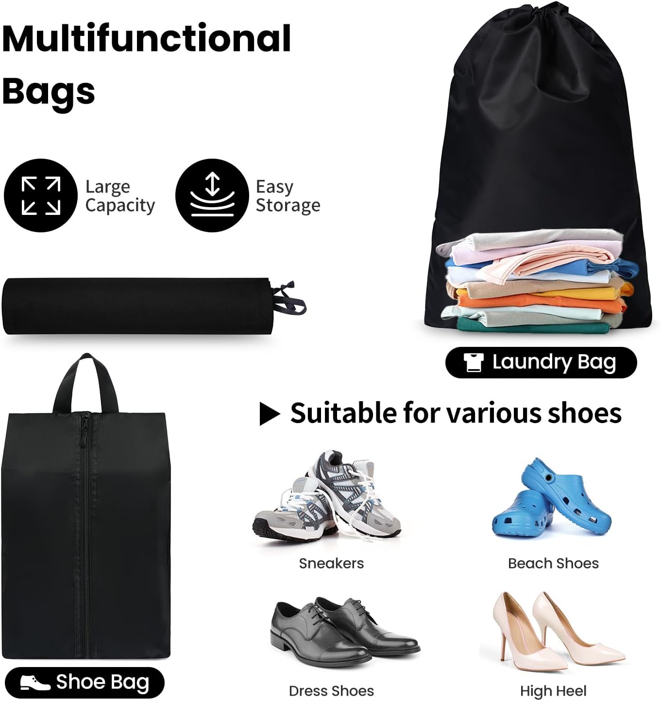 Detalle de Prezon Packing Cubes for Suitcase 10 Set (Black) – lightweight travel organisers with see-through mesh