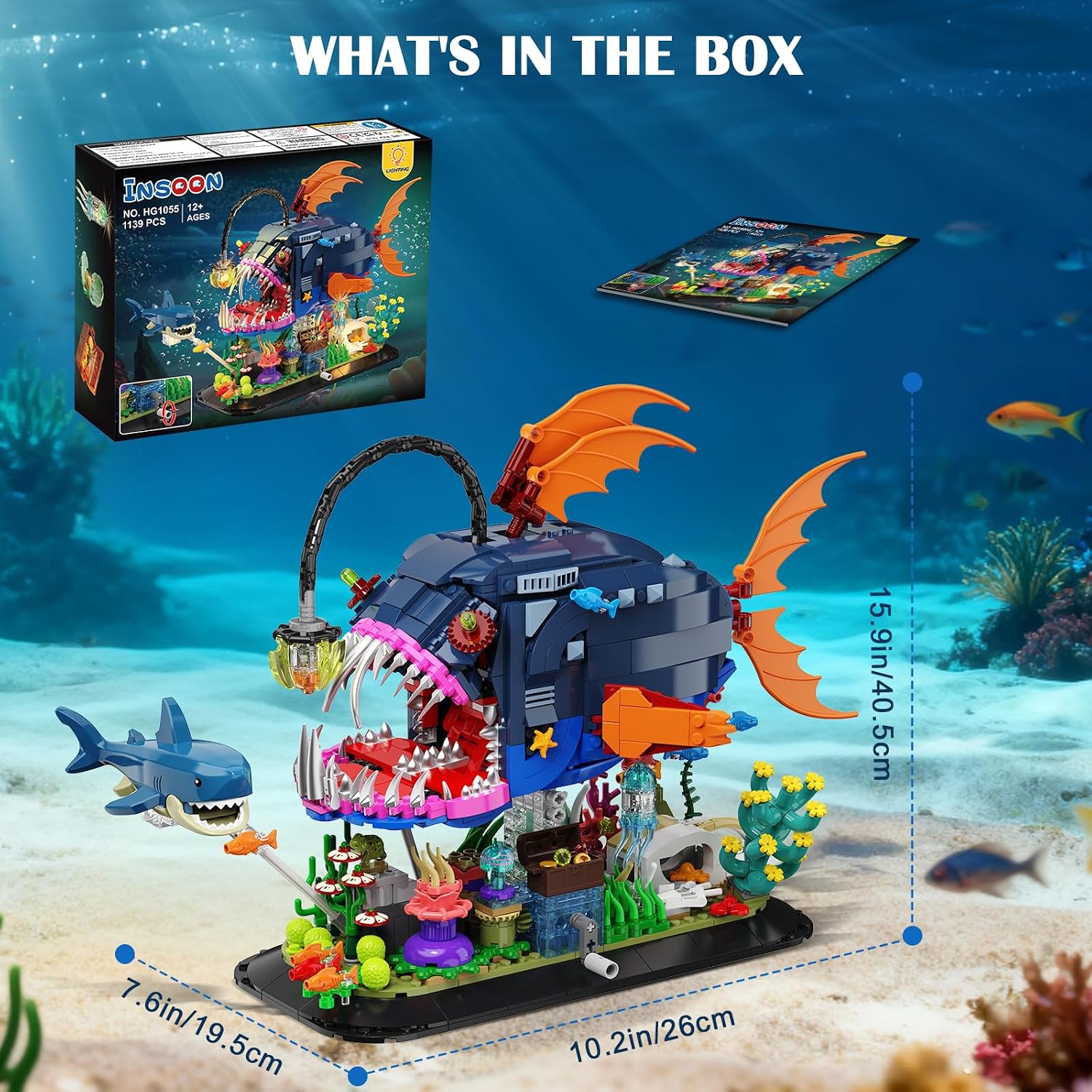 Thumbnail 6 de INSOON Laternenfisch Bauspielzeug mit Licht 1139 Teile