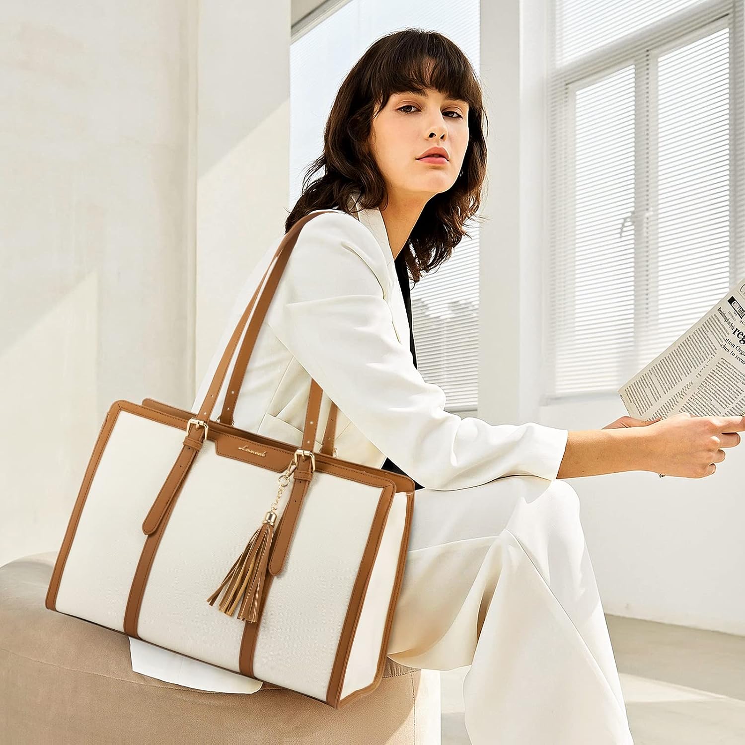 Thumbnail 1 de LOVEVOOK Laptop Tote Bag 15.6 inch Beige