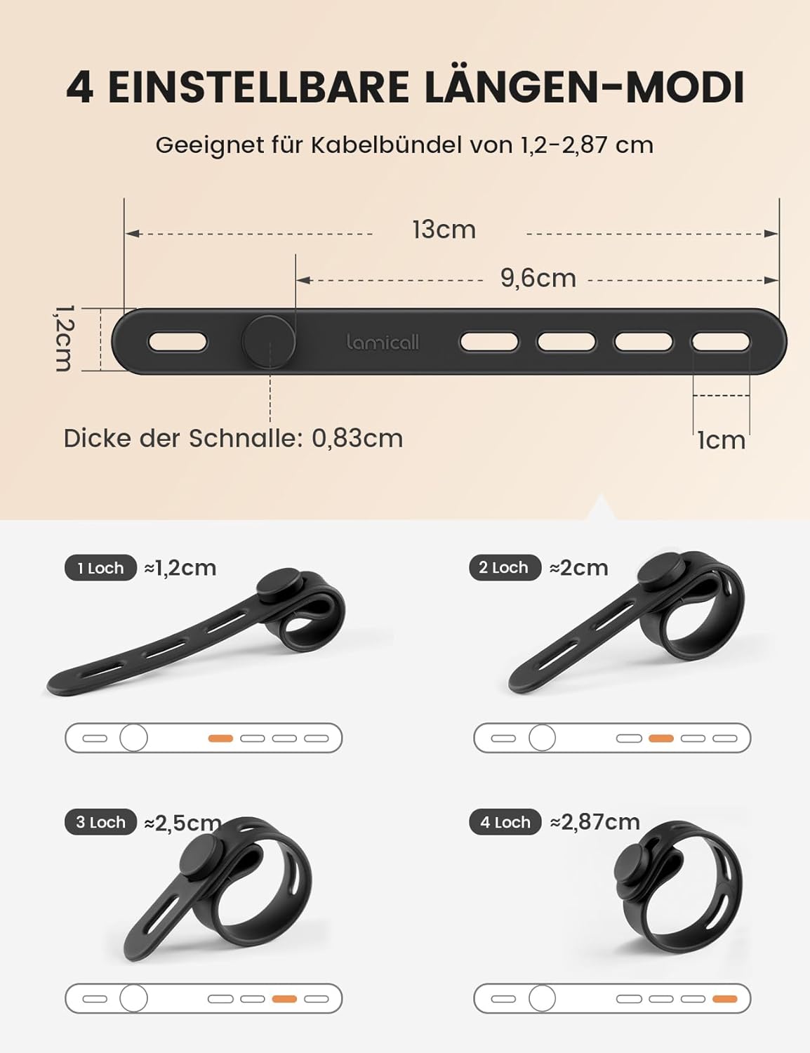 Thumbnail 4 de Lamicall 10er Silikon Kabelbinder 13 cm 🔌
