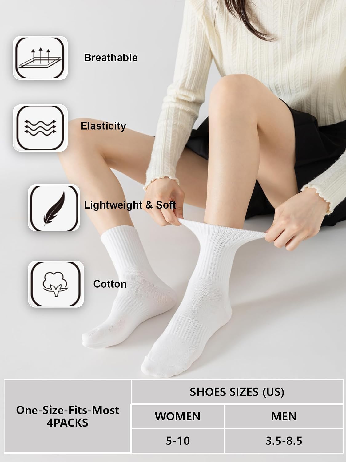 Detalle de YUWELL Striped Crew Socks 4 Pairs