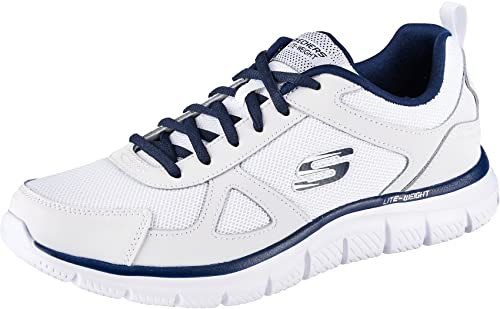 Detalle de Skechers Track Scloric Hombre White Leather Mesh Pu Navy Trim 42 EU