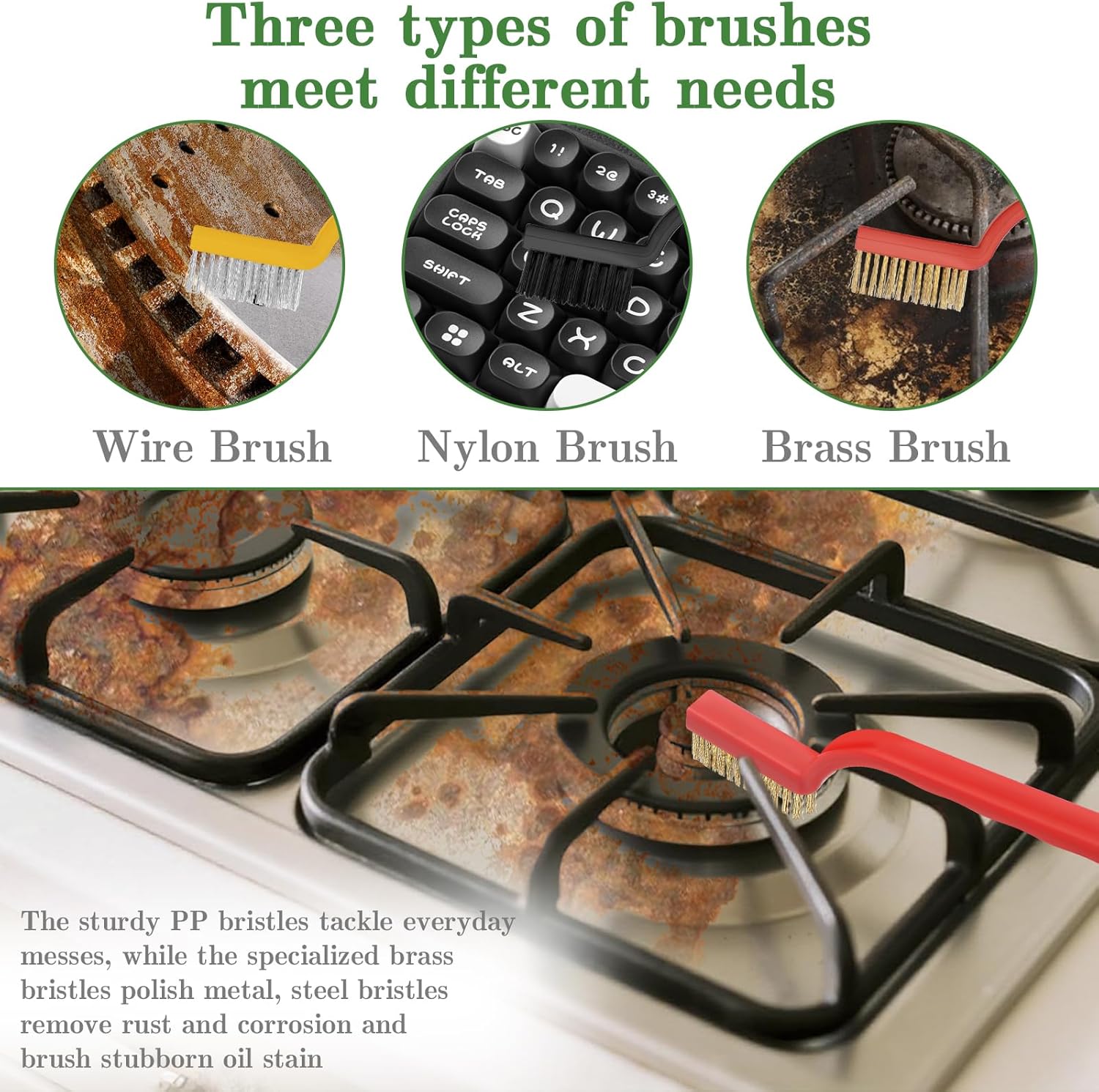 Detalle de 15pcs Crevice Cleaning Brush Set: Hard Bristle Scrub Tools for Grout, Kitchen, Bathroom and More