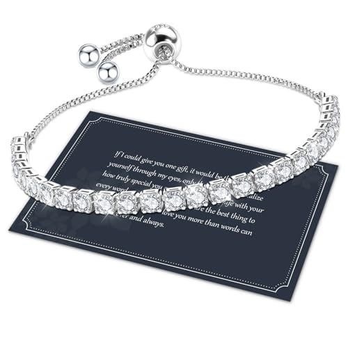 Imagen de J.Fée Silver Tennis Bracelet for Women – Adjustable S925 Jewellery with Clear CZ Stones en OfertitasTOP