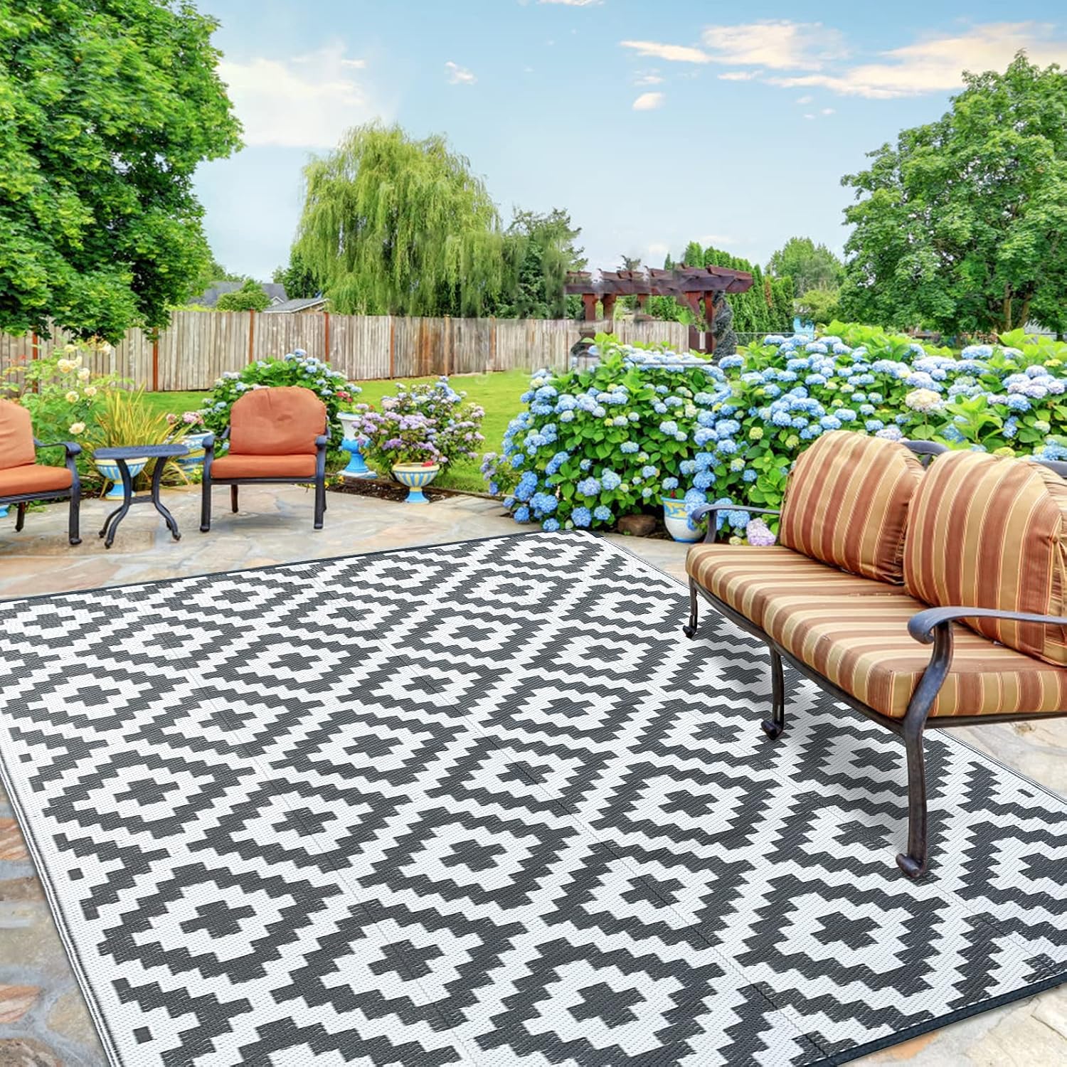 Thumbnail 4 de CHOSHOME Outdoor Rug Waterproof Garden Rug 150x240cm
