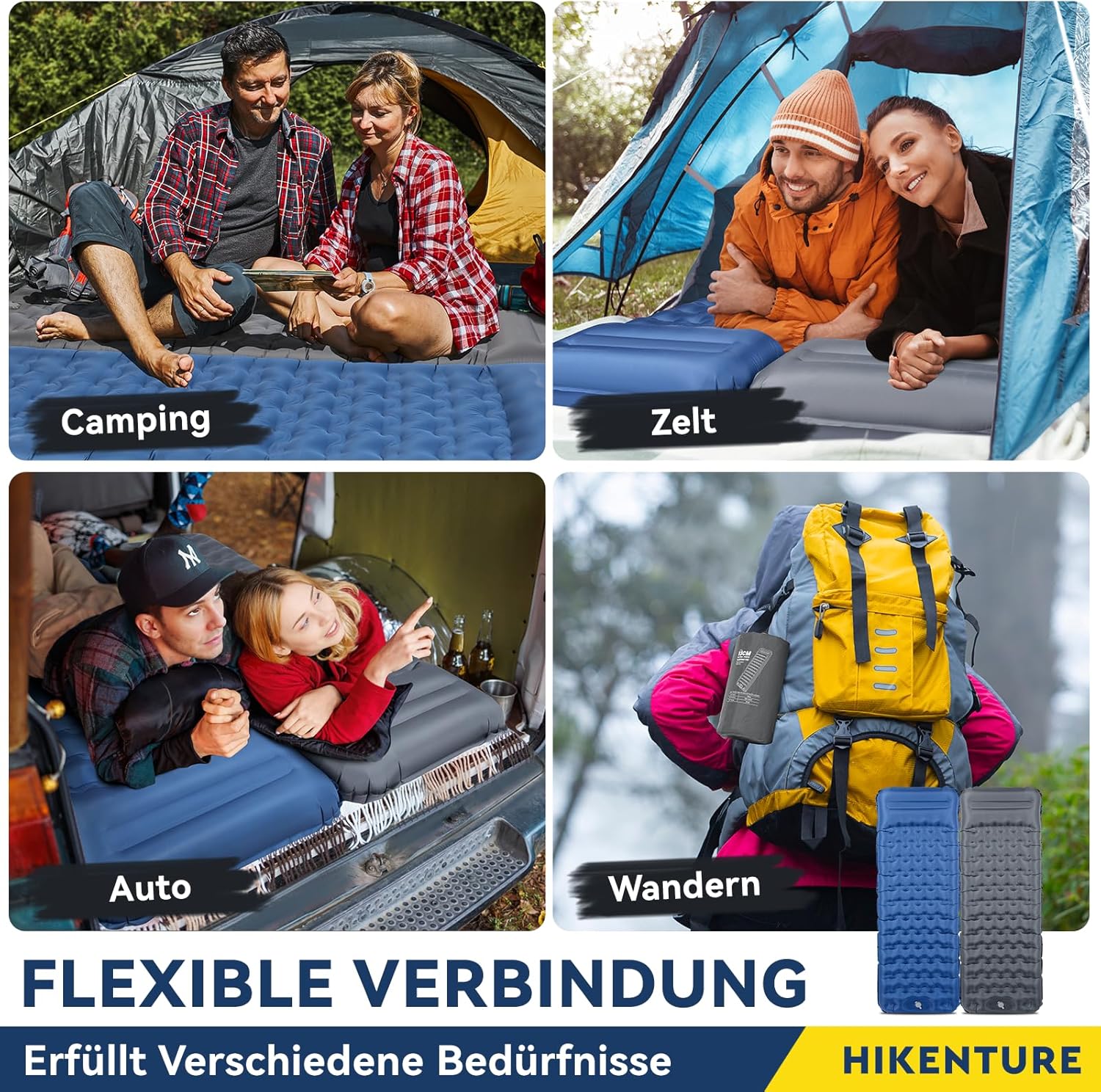 Thumbnail 5 de HIKENTURE Camping Isomatte 13 cm – ultradick, mit Kissen, Aufblasbar, kompakt verpackbar