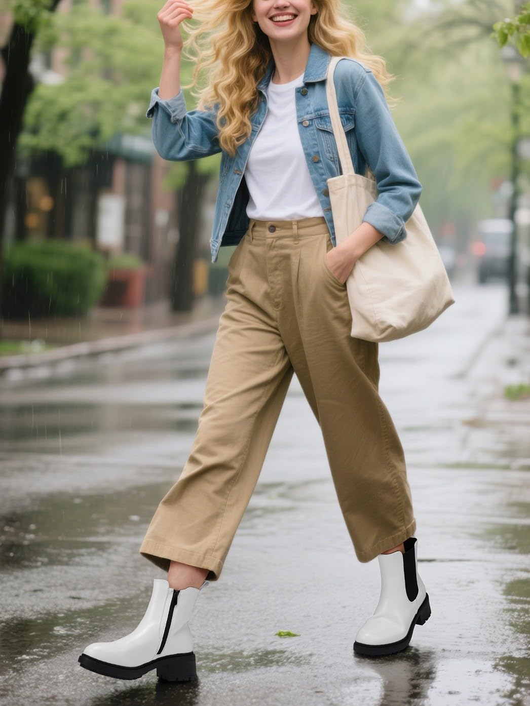 Detalle de SHIBEVER Women's Chelsea Boots in PU Leather
