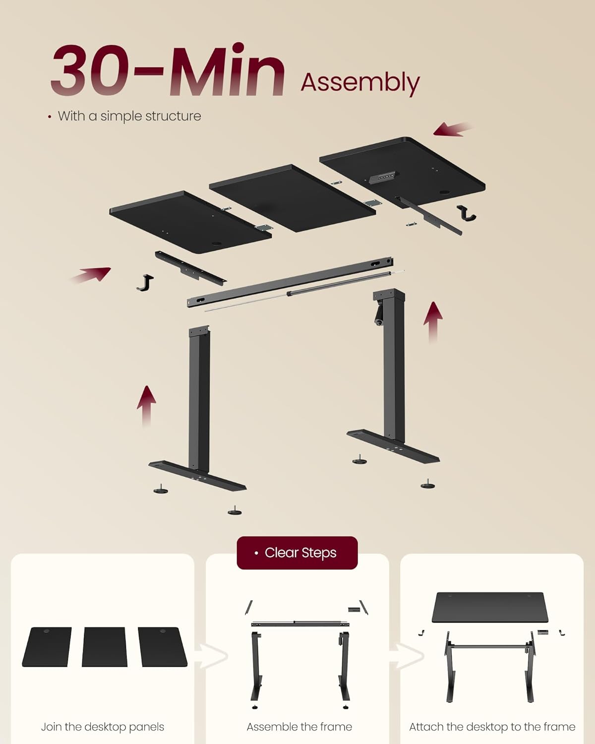 Thumbnail 6 de VASAGLE Electric Standing Desk LSD312BZ01: 120 x 60 cm, Height Adjustable with 4 Memory Heights