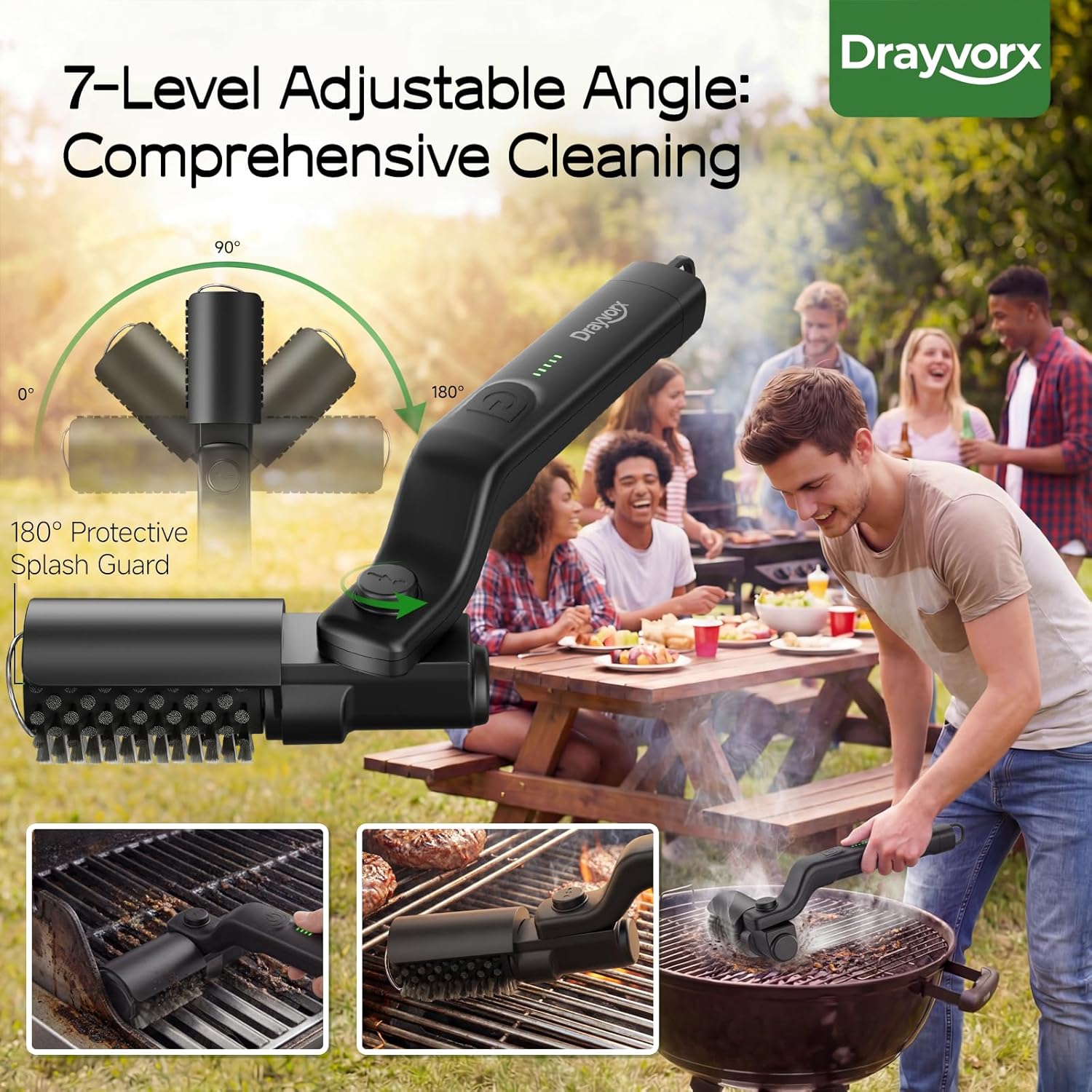 Thumbnail 4 de Drayvorx Electric Grill Brush with 3 Speeds, Type-C Rechargeable, 20kg Max Torque BBQ Cleaner