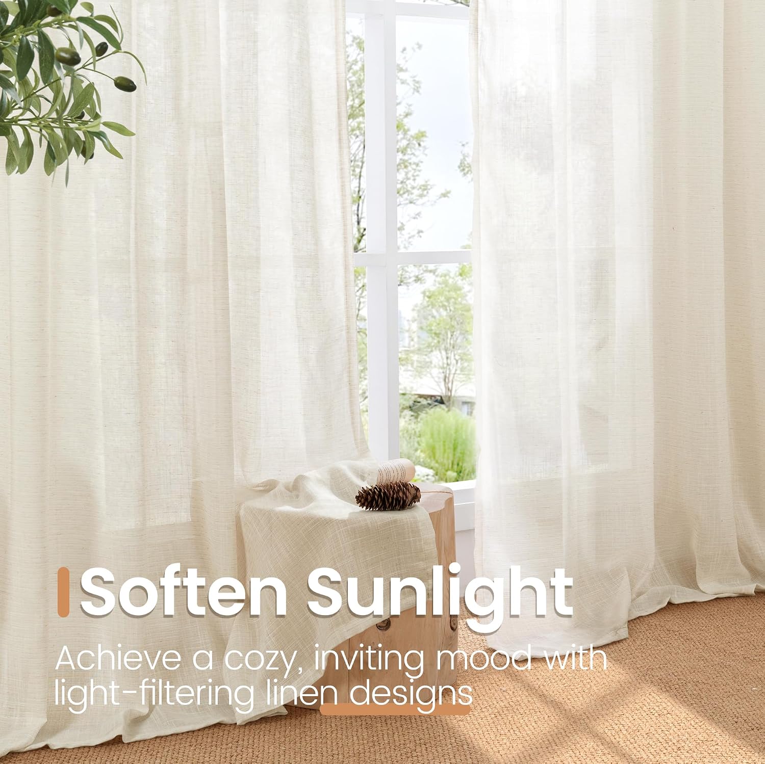 Thumbnail 4 de BGment Linen Sheer Curtains, 48-Inch Length