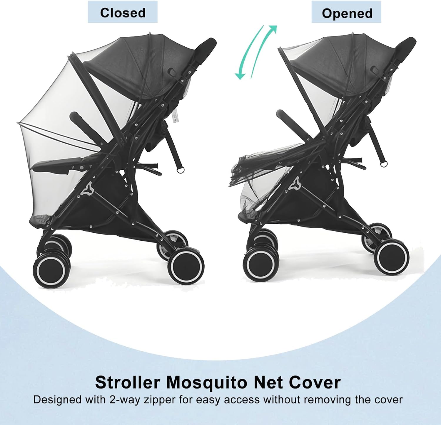 Thumbnail 1 de Universal Breathable Pram Mosquito Net with Two-way Zipper