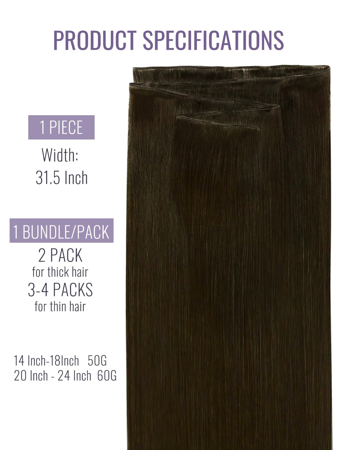 Detalle 2 de Fshine Human Hair Genius Weft Chocolate Brown 16 Inch (50g) Real Human Hair Extensions