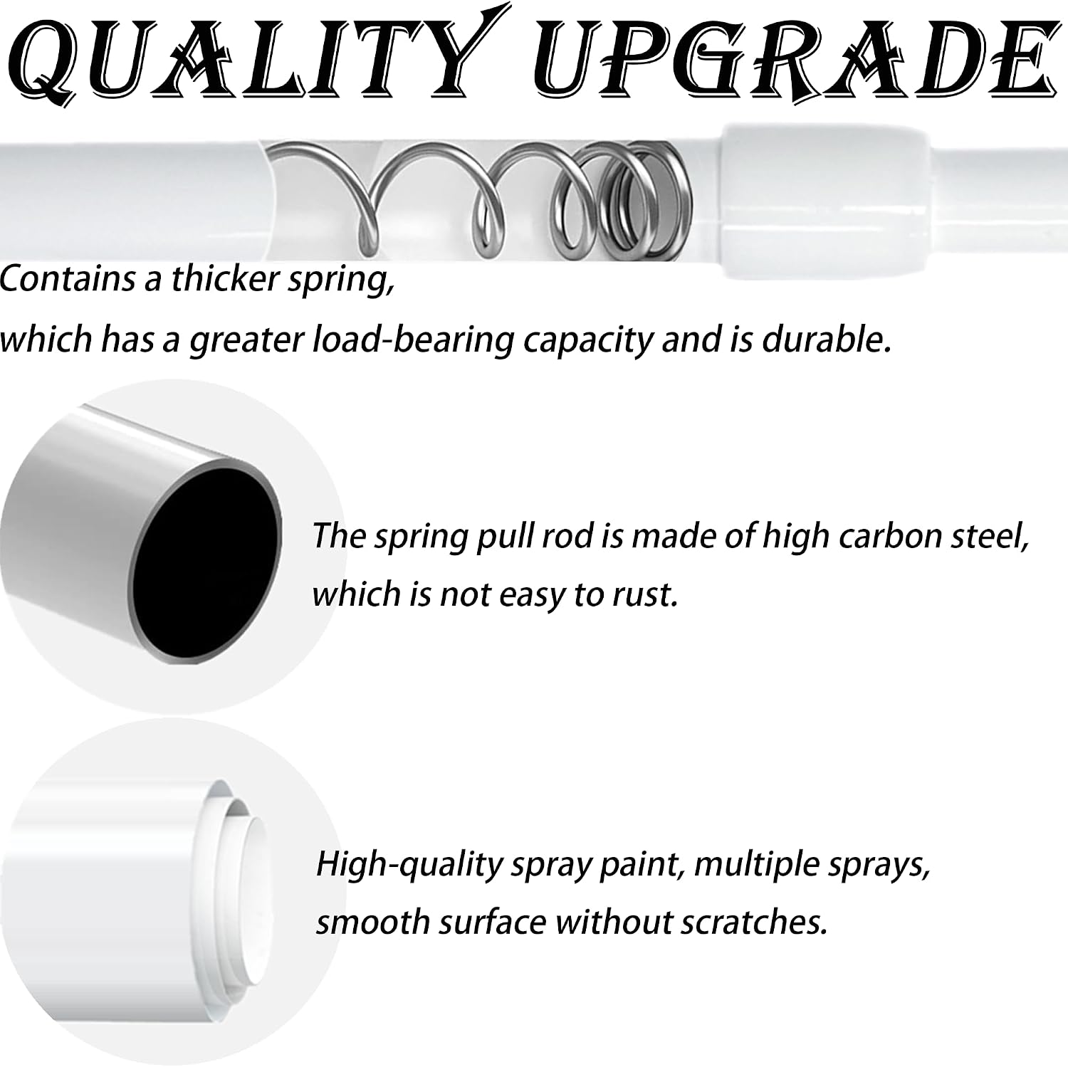Detalle 2 de GDEVKHN 30-45 cm Curtain Tension Rods, White Metal, Pack of 2