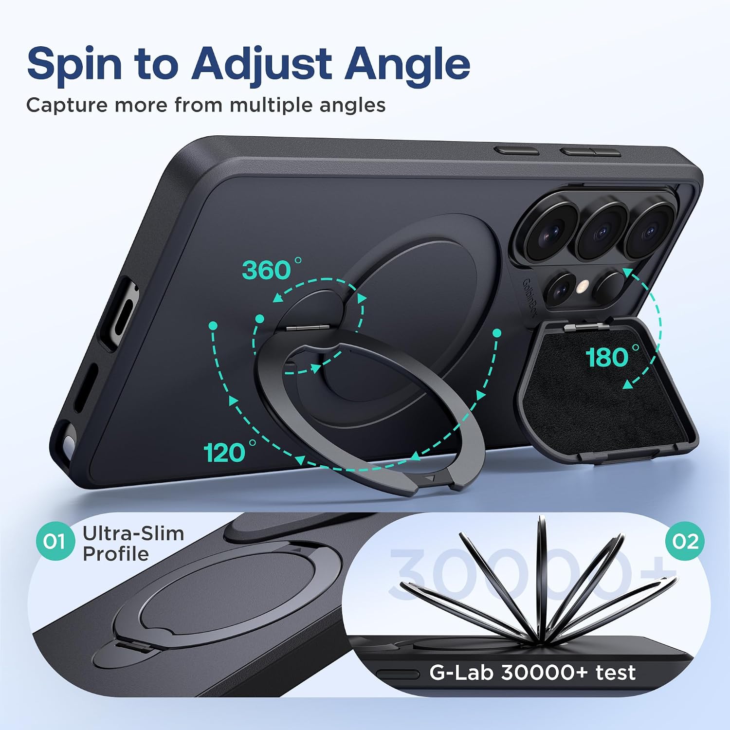 Detalle de GOLBINBOX GolbinBox 360 Adjustable Magnetic Stand for Samsung Galaxy S26 Ultra (Black)