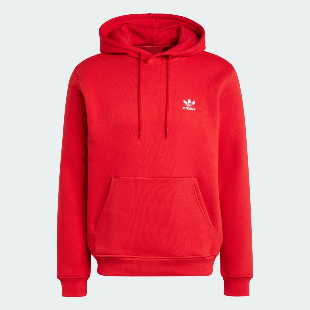 Detalle 2 de Sudadera con capucha Trefoil Essentials de Adidas – Rojo
