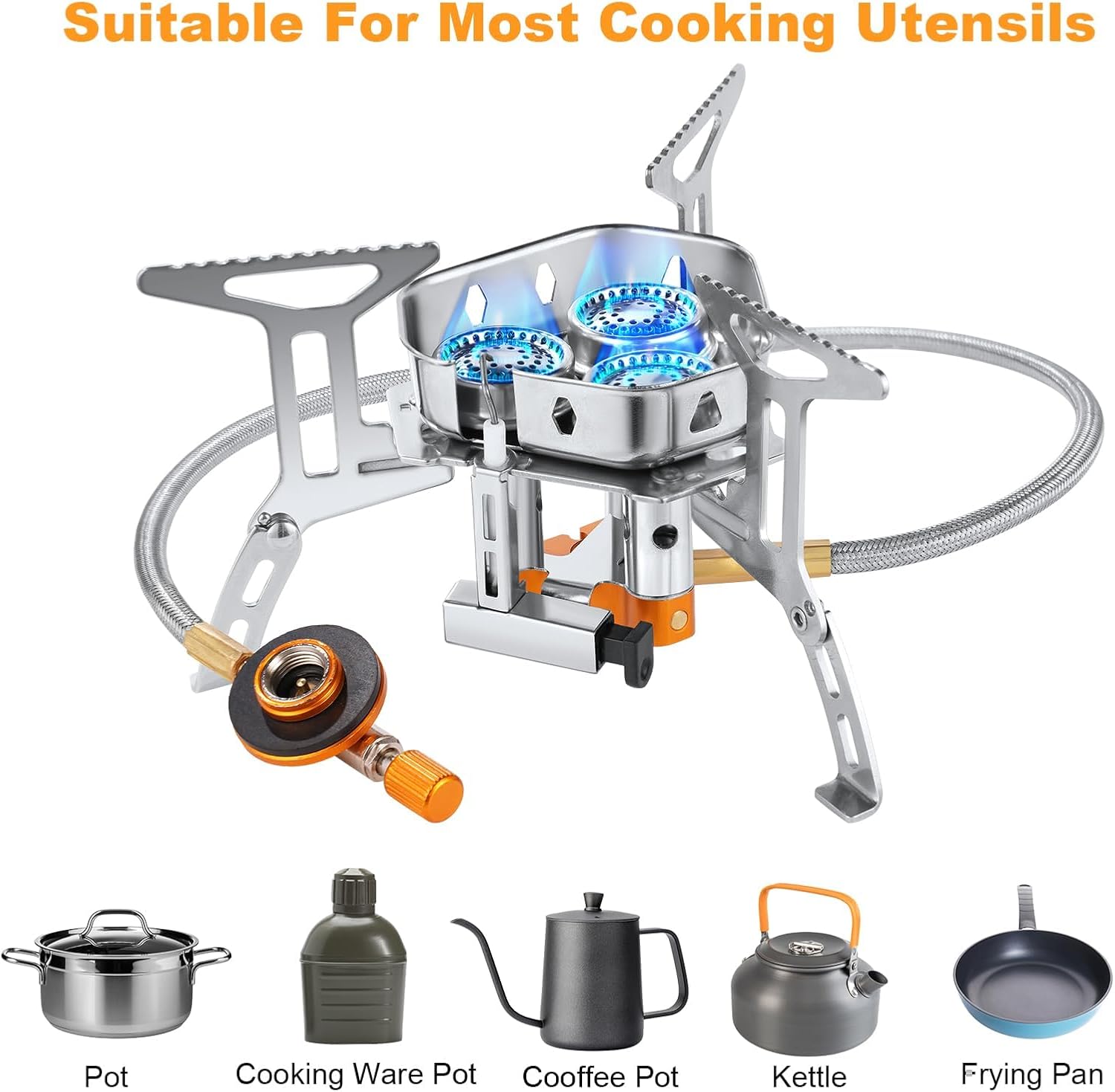 Thumbnail 4 de Adiwo fornello a gas da campeggio 6800 W mini, con accensione piezoelettrica e sistema antivento