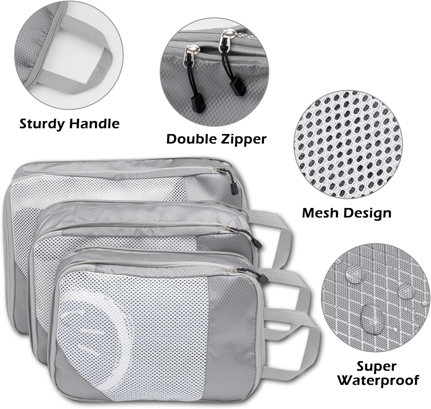 Detalle 2 de Organizador Maleta Compression Cubes 3 piezas Gris