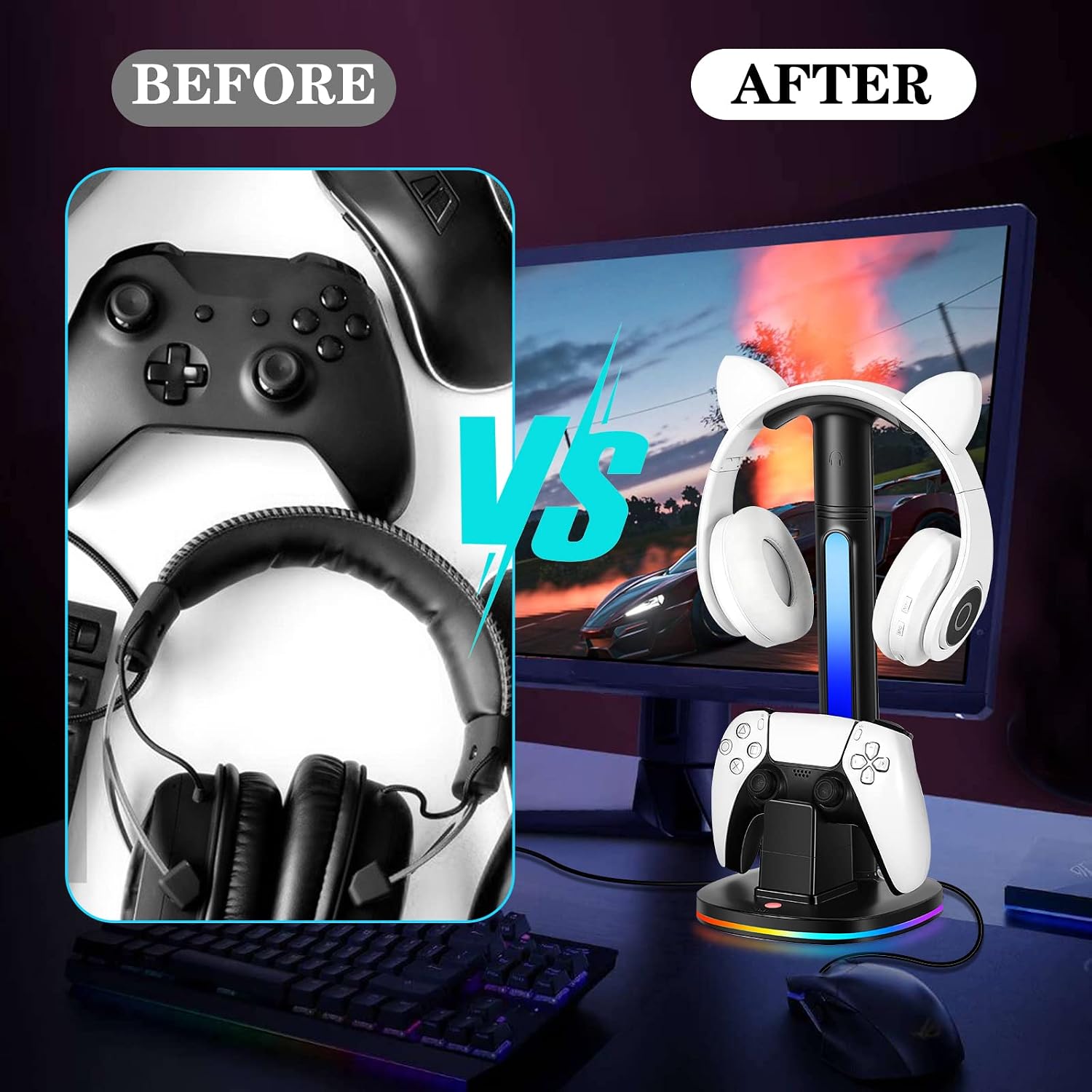 Thumbnail 4 de JDGPOKOO PS5 Controller Charging Station with RGB Headphone Stand (2 USB Ports)
