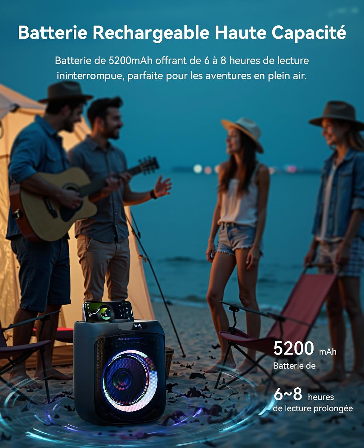 Detalle 2 de Enceinte Karaoke 400W avec 2 micros 🎤